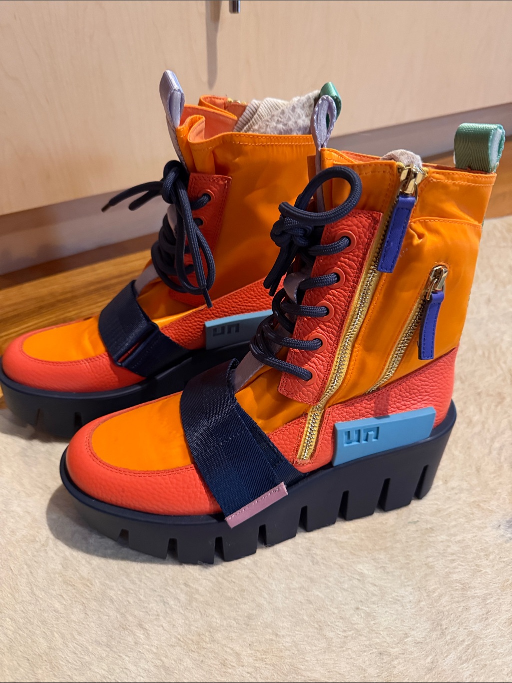 United Nude Grip Combat Lo Boots Electric Rainbow Platform Lug Sole Eu 39 Us 8.5
